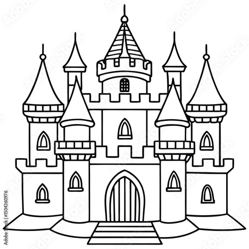Castle line art for coloring page