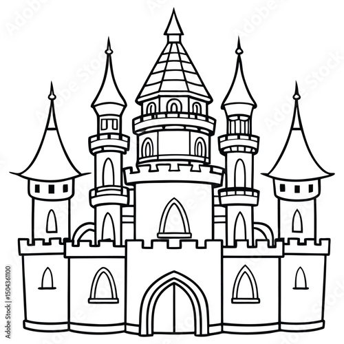 Castle line art for coloring page