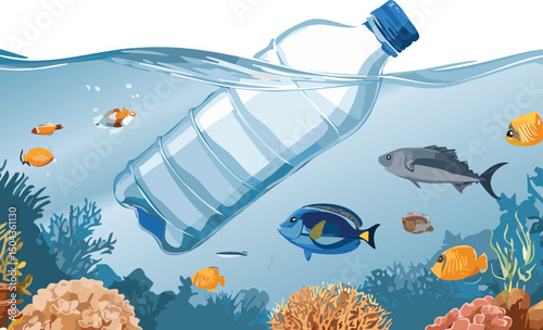 Plastic Pollution: Floating Bottle Impacting Marine Life in Ocean Waters