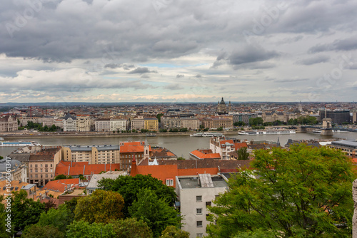 Danube River and historical buildings of the city center of Budapest, Hungary