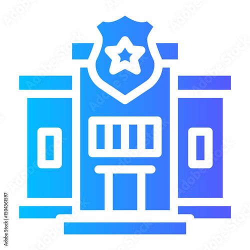 Police Station Vector Illustration – Minimal Urban Law Enforcement Building