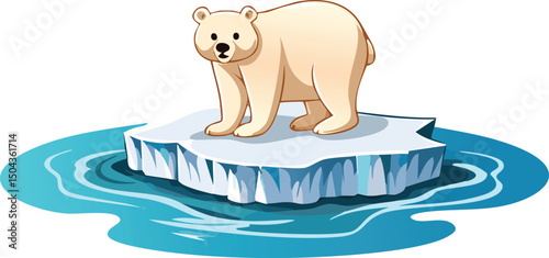 Stranded Polar Bear on Melting Ice Floe – Visual Symbol of Climate Change