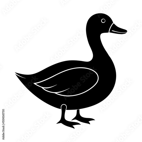 Silhouette of a duck with white outline on the wing area