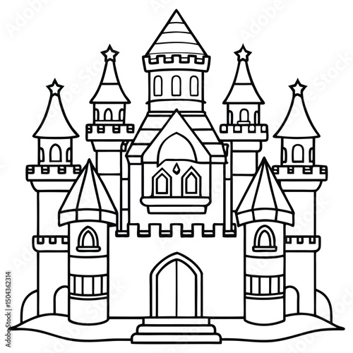Castle line art for coloring page
