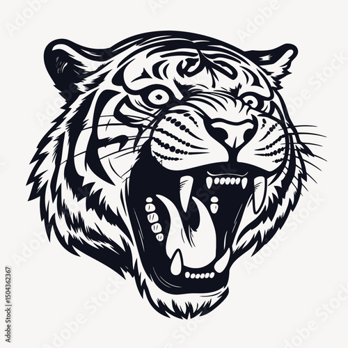 Tiger head illustration roaring tiger drawing tiger art tiger design tiger graphic tiger vector tiger image silhouette