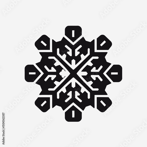 Snowflake vector winter snow ice crystal frost design christmas ornament decorative geometric black white silhouette