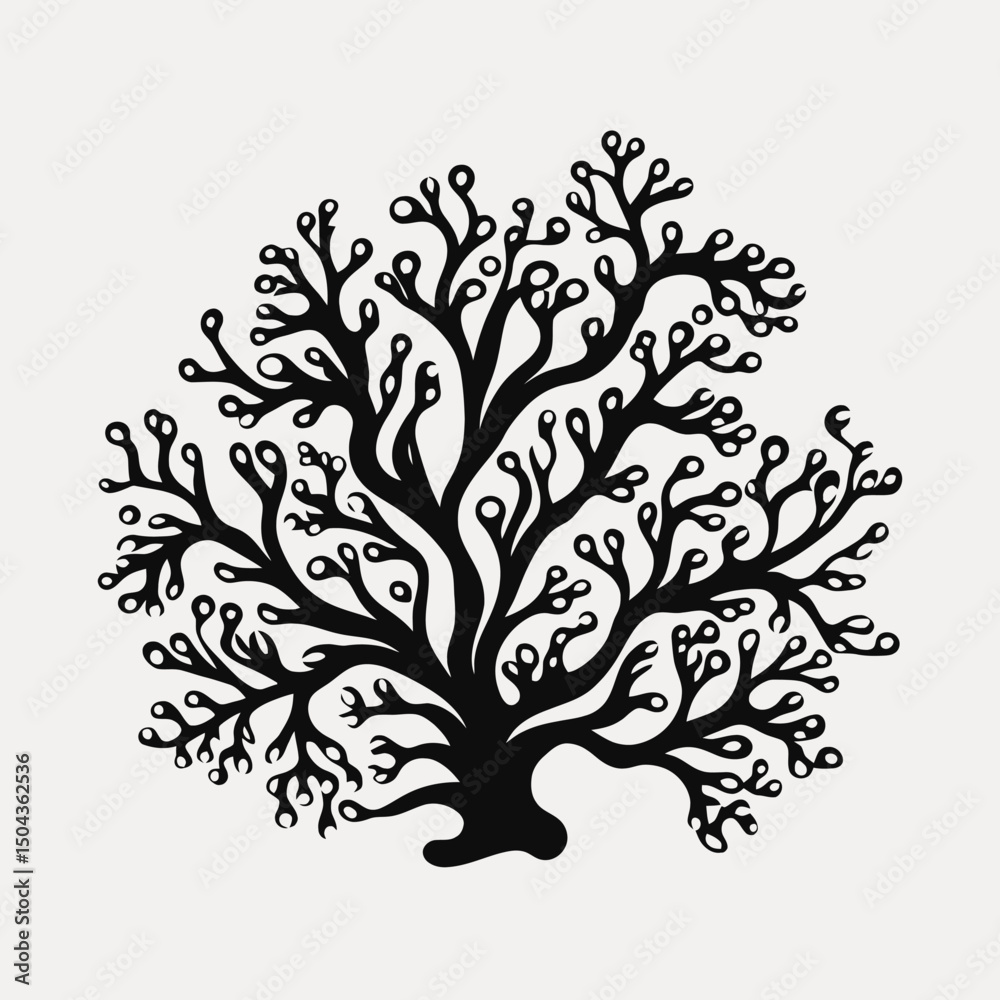 Obraz premium Abstract black tree silhouette vector illustration design nature art graphic element branch leaf forest drawing