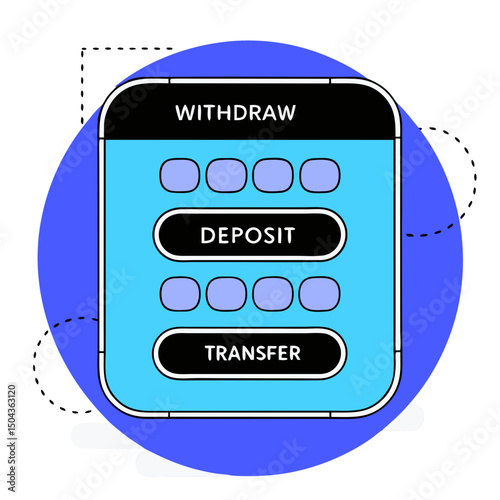 ATM interface-like control panel, vibrant design, showcasing banking transactions as a lab metaphor