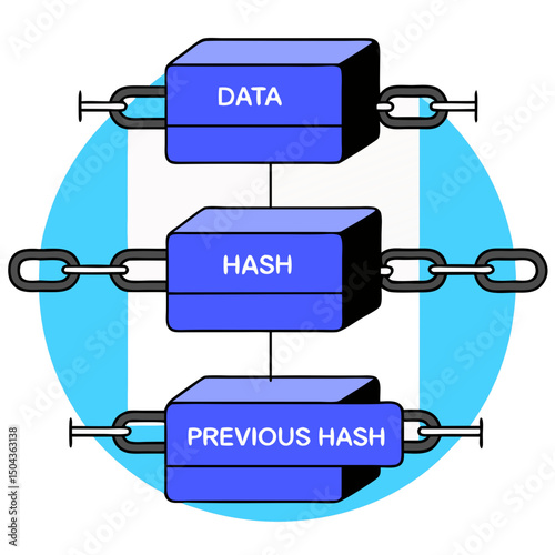 Blockchain process under experiment, clear design, illustrating finance as a laboratory metaphor