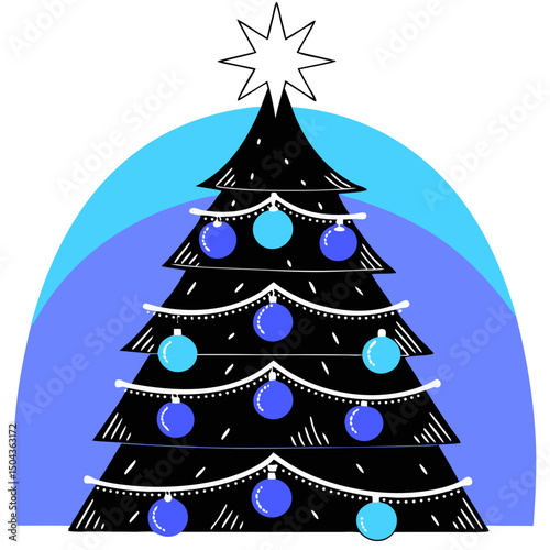 Stylized Christmas tree with ornaments, cheerful design, celebrating the holiday season - 2