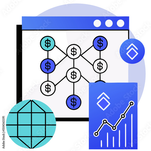 Neural net suggesting investments, modern design, illustrating banking as a laboratory metaphor