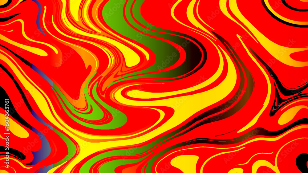 Obraz premium Vibrant Swirl Abstract Background - Red, Yellow, Green Fluid Art