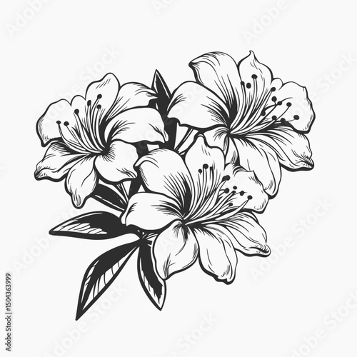 Floral flower flowers blossom bloom botanical petals drawing sketch black white nature garden art line work silhouette
