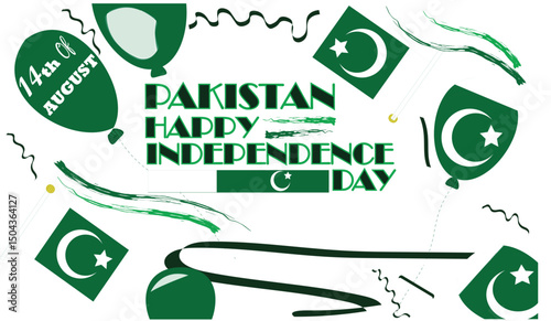 14 august pakistan independence day design vector banner