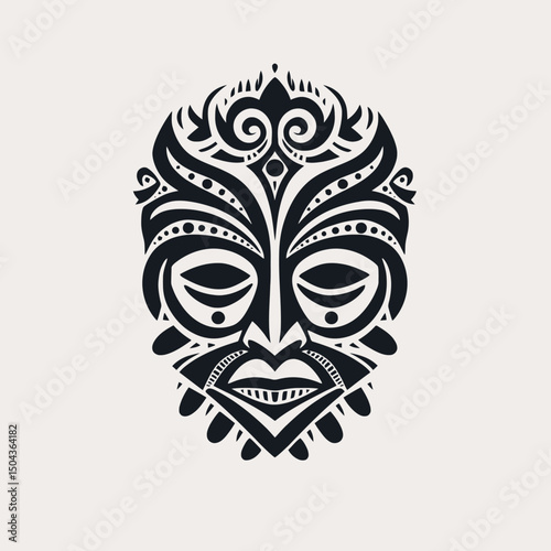 Tribal mask vector illustration ethnic african totem face art design traditional symbol culture drawing silhouette