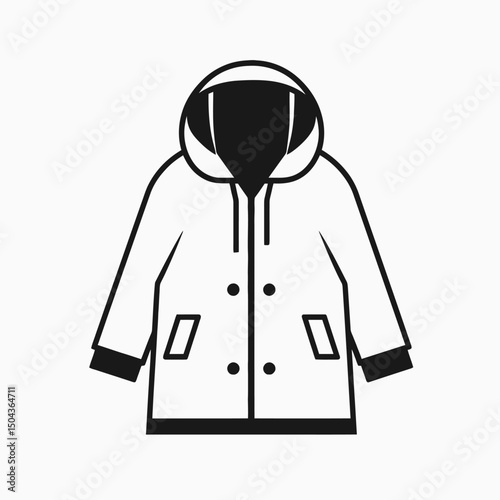 White hooded jacket coat outerwear clothing fashion apparel garment style trendy casual modern design vector silhouette