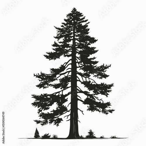 Silhouette tree evergreen forest nature botanical plant vector illustration graphic design isolated white