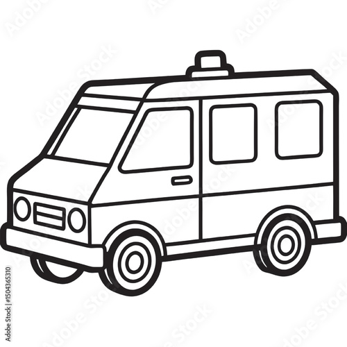 A Line Drawing of an Emergency Response Van. Illustration vector