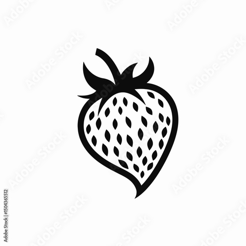 Strawberry fruit berry food healthy sweet red summer fresh dessert organic vector illustration icon art silhouette