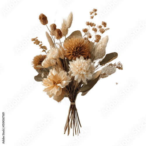 Dried Flower Bouquet - Beige and Brown Autumnal Arrangement