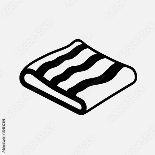 Folded towel striped cloth textile fabric laundry linen cotton bath washcloth cleaning hygiene illustration silhouette