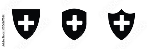 Medical health protection shield cross icons set. Protected shield concept eps 20. Vector Illustration .