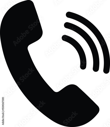 Phone receiver icon – silhouette communication and call symbol