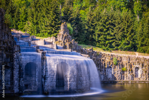 Spectacular water features Wasserspeile inside the baroque Bergpark Wilhelmshohe in Kassel, Germany UNESCO World Heritage