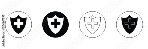 Medical health protection shield cross icons set. Protected shield concept eps 20. Vector Illustration .