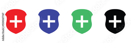 Medical health protection shield cross icons set. Protected shield concept eps 20. Vector Illustration .