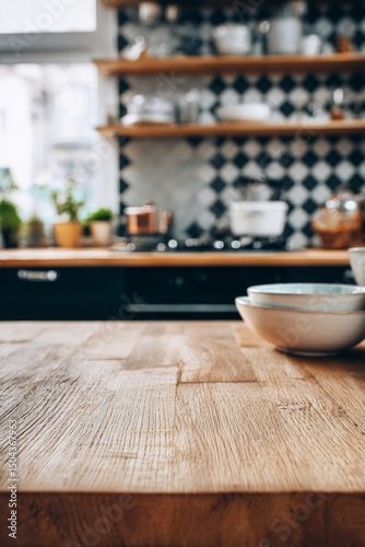 Kitchen Countertop With Bowls and an Inviting Atmosphere for Cooking and Gath...
