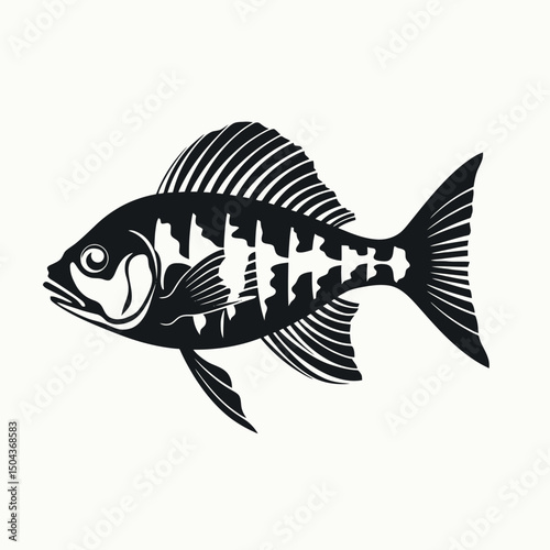 Fish illustration black and white aquatic animal ocean sea life wildlife nature drawing outline art design silhouette
