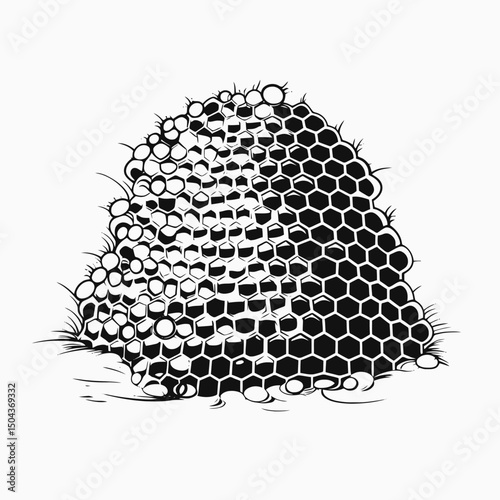 Honeycomb bee hive bees honey wax cells nature insect sweet hexagonal beekeeping organic food pattern art silhouette