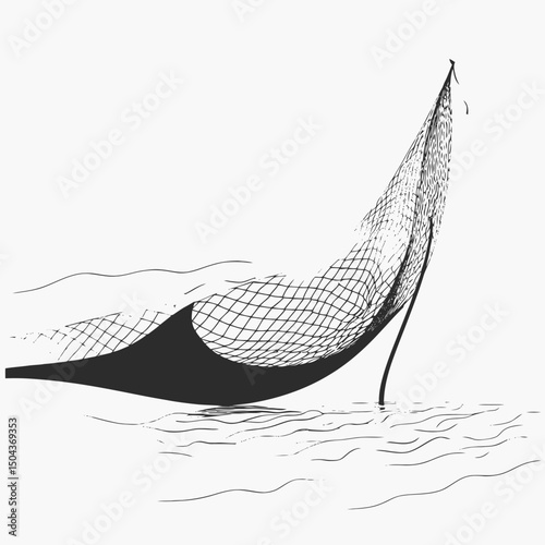 Hammock net relaxation summer vacation rest leisure outdoor swing backyard monochrome illustration graphic silhouette