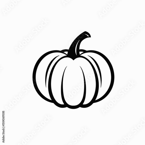 Pumpkin halloween autumn fall thanksgiving squash vegetable gourd orange harvest october icon symbol vector silhouette