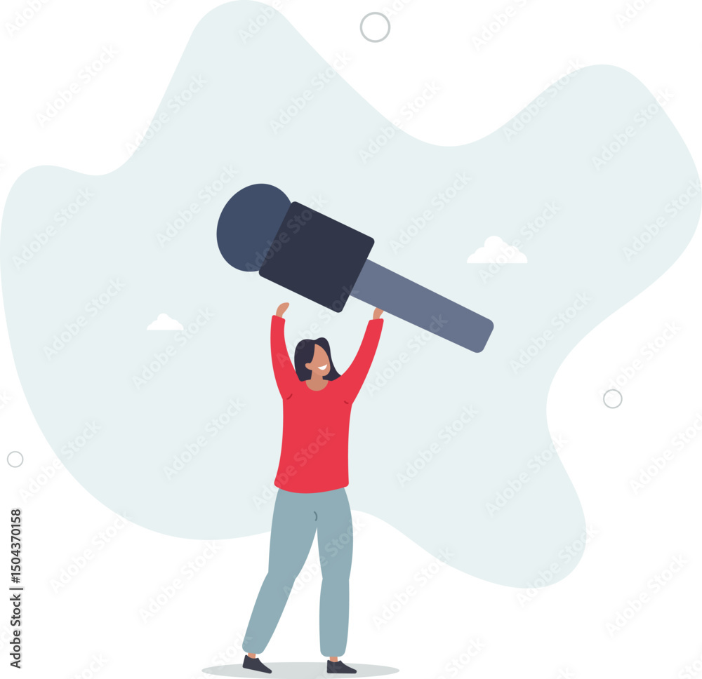 Children talent and creativity.flat vector illustration.singer with microphone. character life . Children talent and creativity.flat vector illustration.singer with microphone. character life .