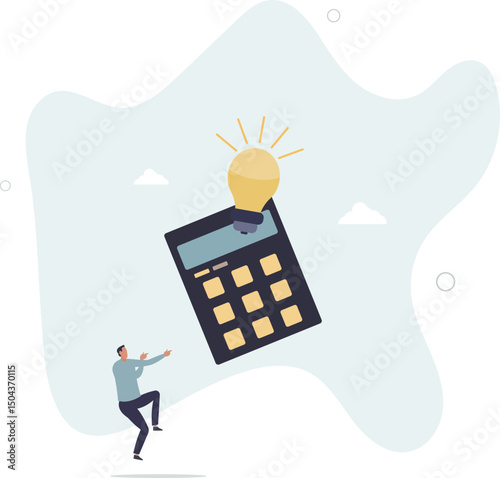 use energy saving light bulb.flat vector illustration. character life .