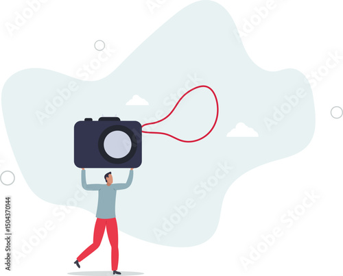young character with a hobby. interesting lifestyle concept.male photographer. character life .
