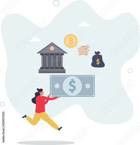 Investment expert, financial professional or wealth management, savings or trader for earning profit, stock market analyst, financial advisor planning concept. character life .