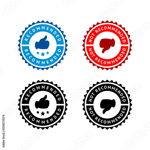 Set of badge like and dislike, thumbs up and thumbs down symbols, vector stamps.