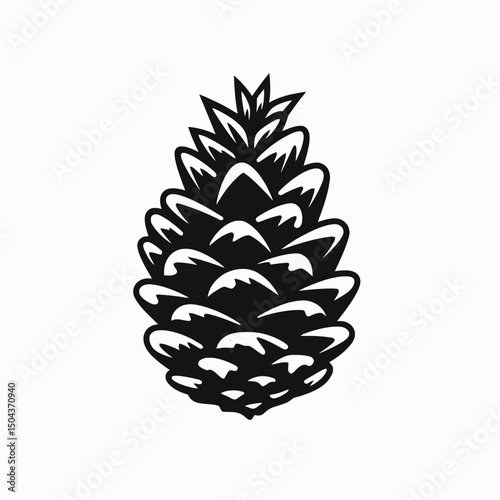 Pinecone black and white art illustration vector graphic design nature christmas season forest botanical cone silhouette