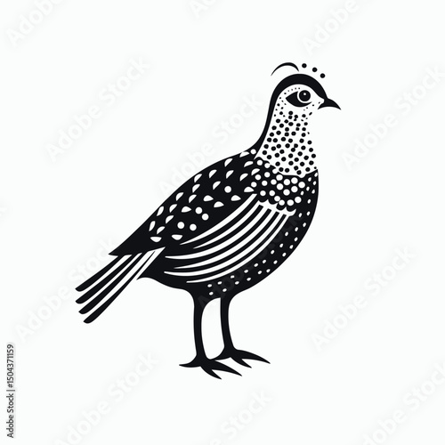Isolated quail bird vector illustration wildlife nature animal graphic design element avian art image silhouette