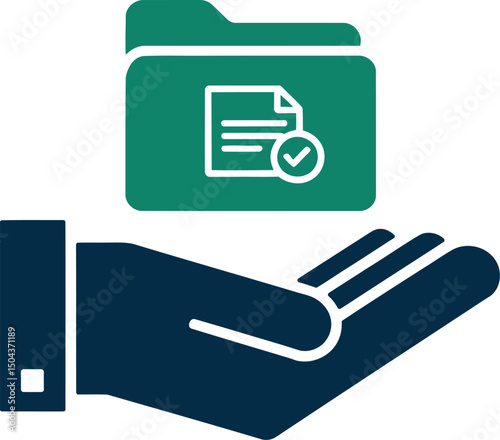 Document Approval Folder Icon with Hand Support Vector Illustration

