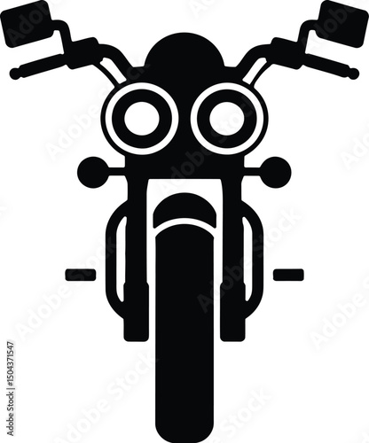 Motorcycle Front View Icon Silhouette Vector