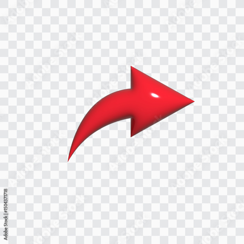 3D Red Arrow isolated on Transparent Background