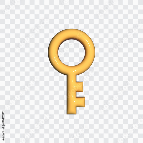 Yellow Golden Protection security key real estate concept 3d vector icon
