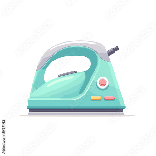 Retro Teal Iron: A Vintage Household Appliance