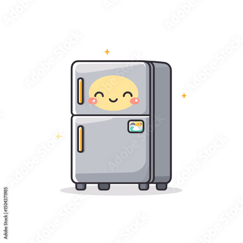 Happy Fridge: A Cute Kitchen Appliance Cartoon