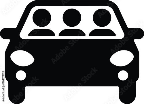 Carpool Icon Vector. Group Ride Sharing Symbol Silhouette.
