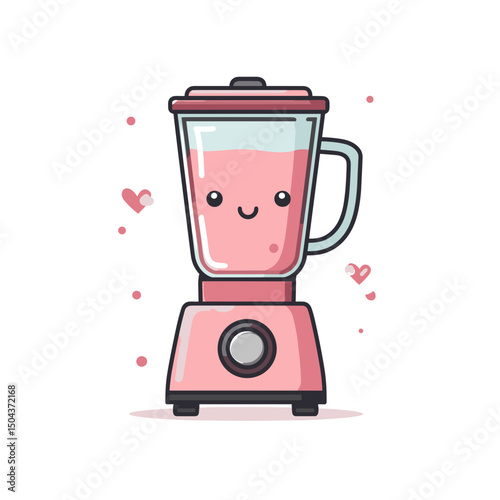 Happy Pink Blender Making Smoothie                                                         (1)